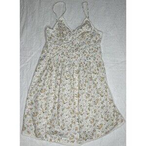 Rachel Ashwell Floral Camisole Dress Lace Trim Sleeveless Yellow White Dainty